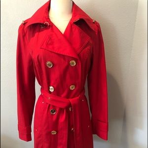 Michael Kors Red Belted Rain Coat Trench